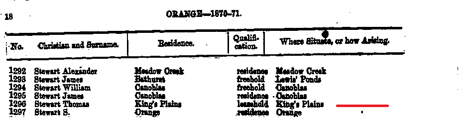 Orange 1870 Thomas Stewart Kings Plains